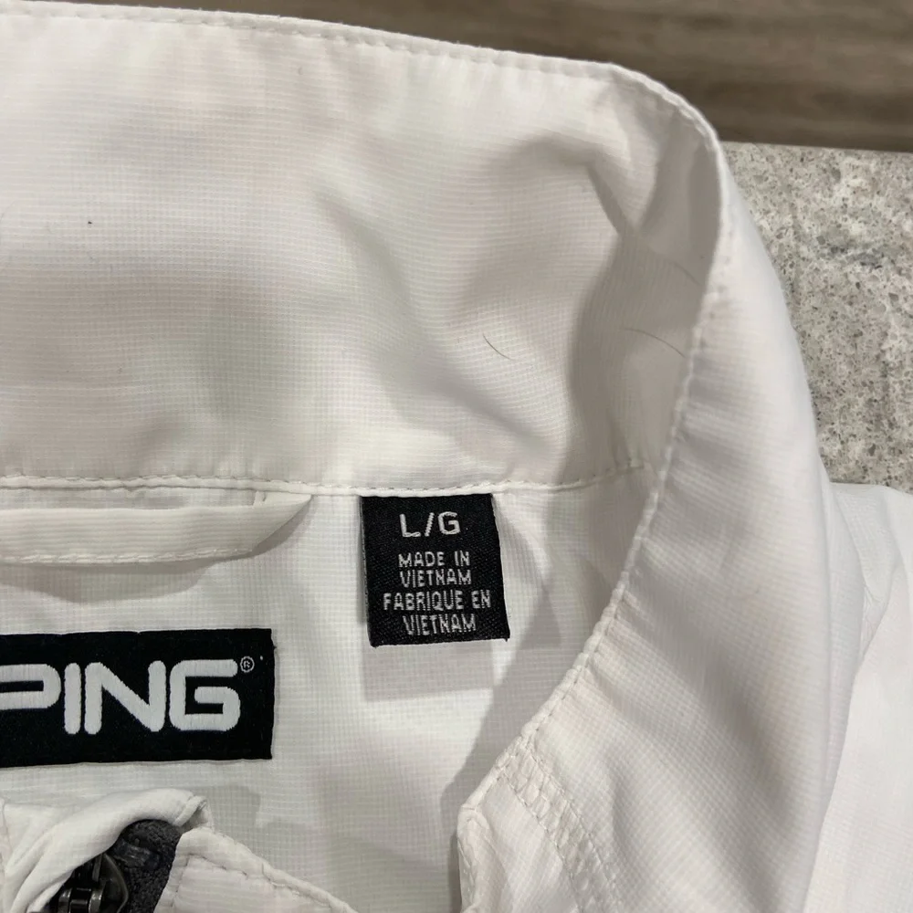 Ping Men's White and Gray 1/4 Zip Golf Windbreaker-Large - Picture 7 of 10